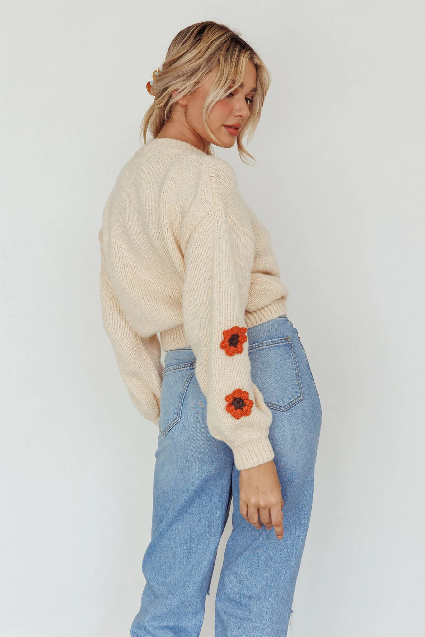 Lighthouse Flower Accent Sweater Cream sold by Selfie Leslie product image thumbnail 2