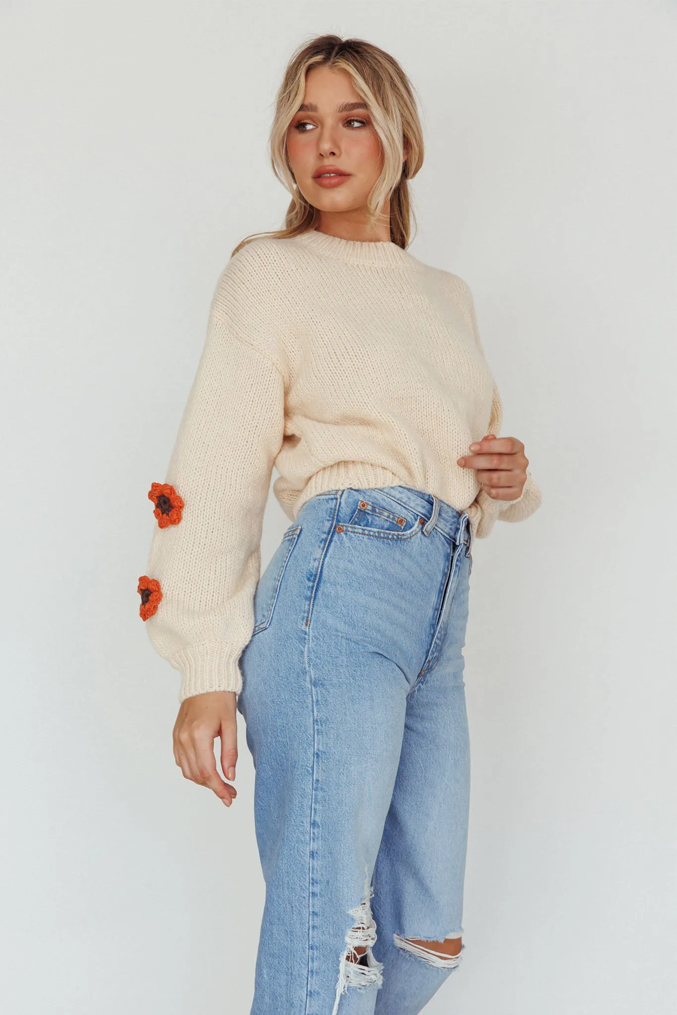 Lighthouse Flower Accent Sweater Cream sold by Selfie Leslie product image thumbnail 5