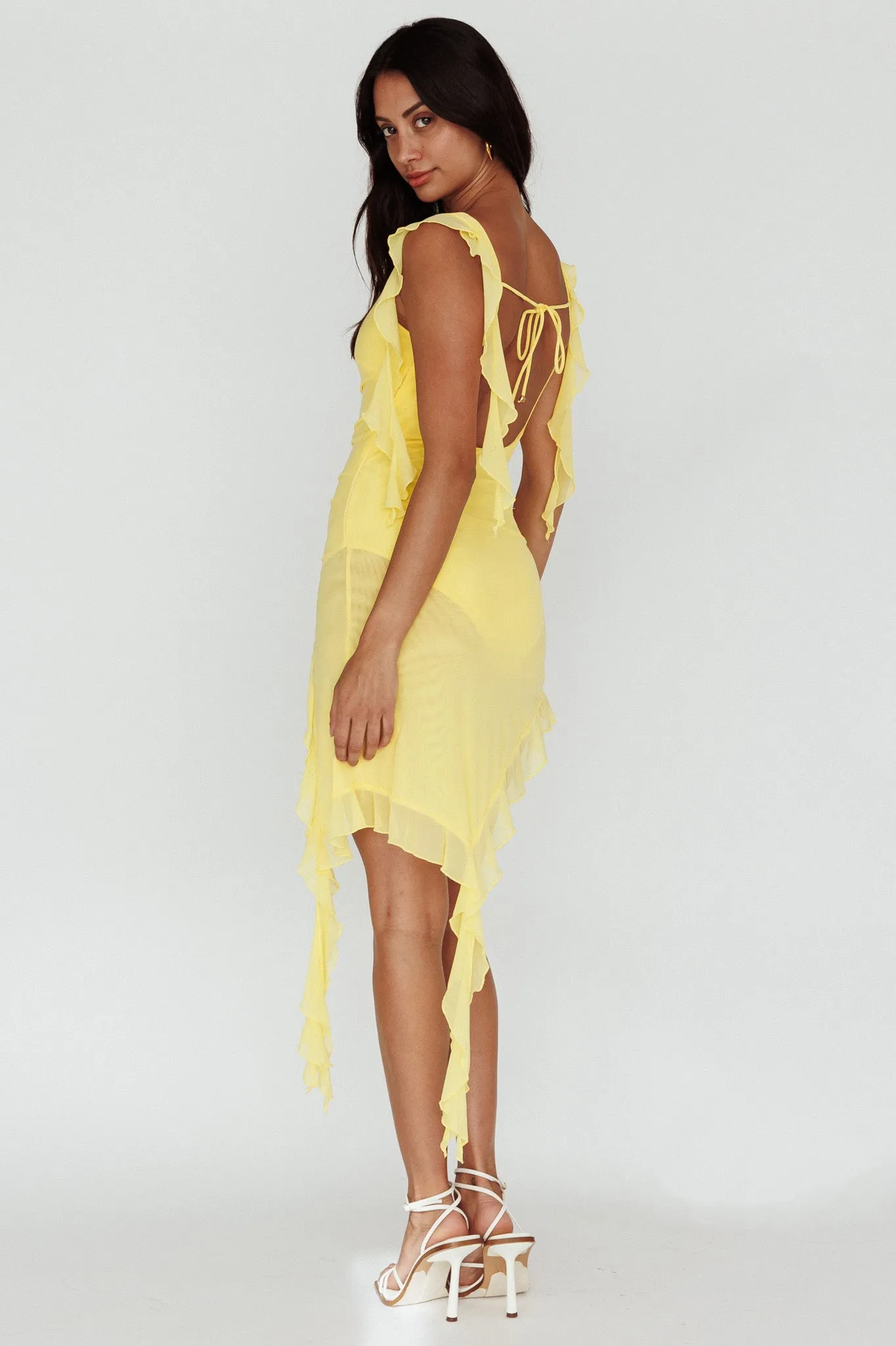 After Party Sleeveless Ruffle Trim Mini Dress Lemon sold by Selfie Leslie product image thumbnail 2