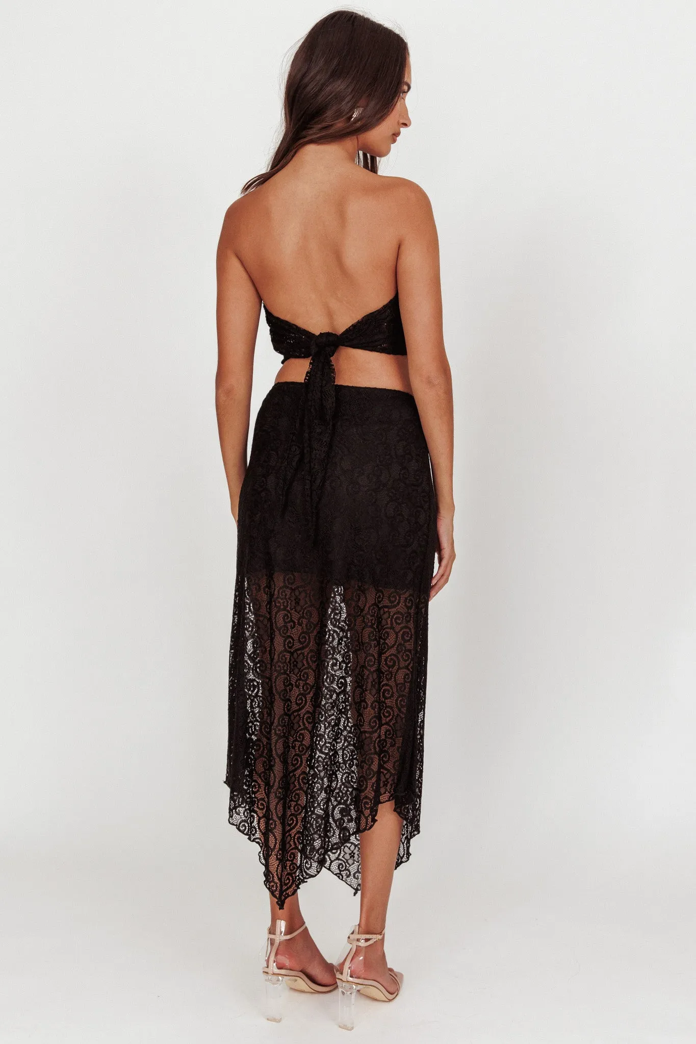 Sweet Words V-Hem Lace Midi Skirt Black sold by Selfie Leslie product image thumbnail 2