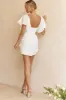 Aphrodite Molded Bust Angel Sleeve Wrap Dress White sold by Selfie Leslie