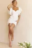 Aphrodite Molded Bust Angel Sleeve Wrap Dress White sold by Selfie Leslie