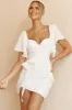 Aphrodite Molded Bust Angel Sleeve Wrap Dress White sold by Selfie Leslie