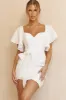 Aphrodite Molded Bust Angel Sleeve Wrap Dress White sold by Selfie Leslie