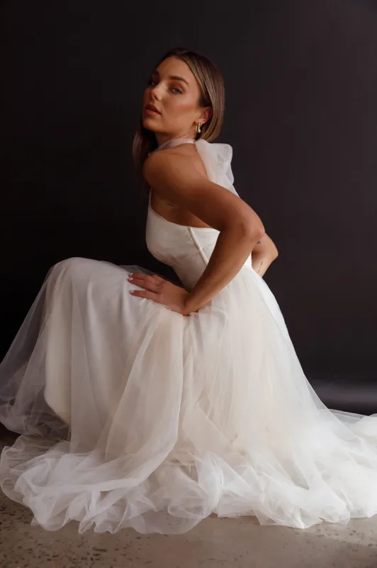Andria Halterneck Tulle Midi Dress Ivory sold by Selfie Leslie