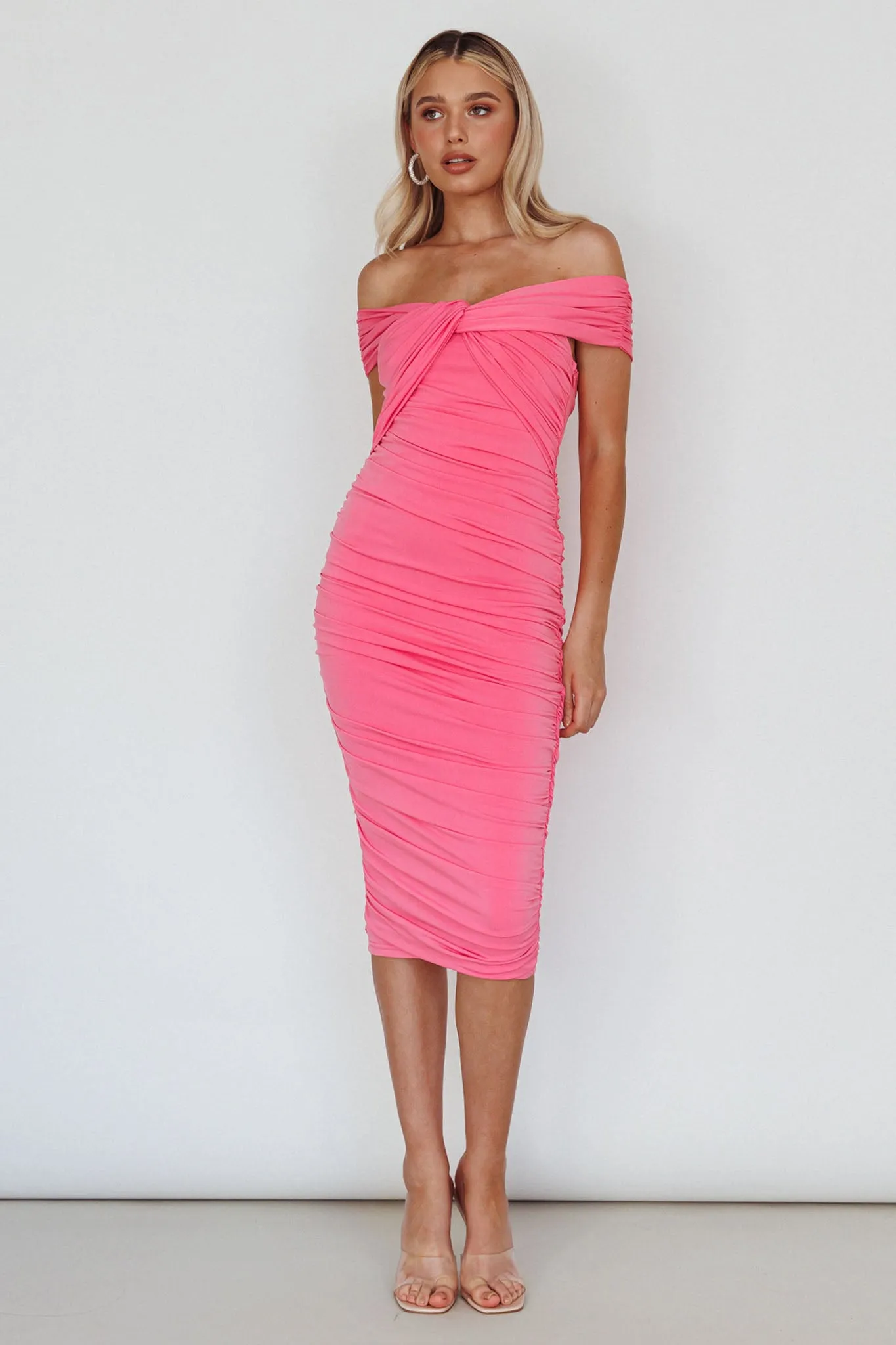 Maja Off-Shoulder Midi Dress Pink sold by Selfie Leslie product image thumbnail 5