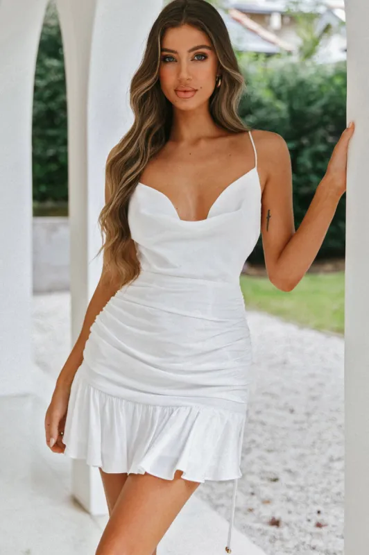 With Love Cowl Neck Mini Dress White sold by Selfie Leslie
