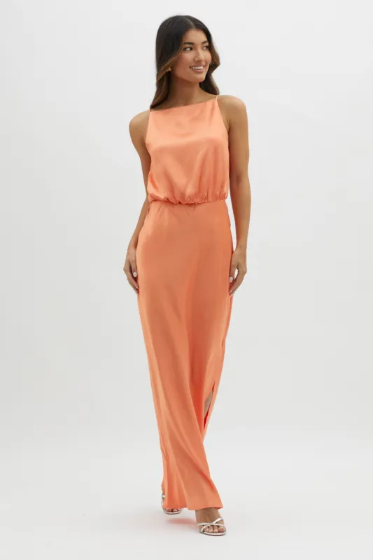 Midnight Hour Side Split Midi Dress Sunset sold by Selfie Leslie