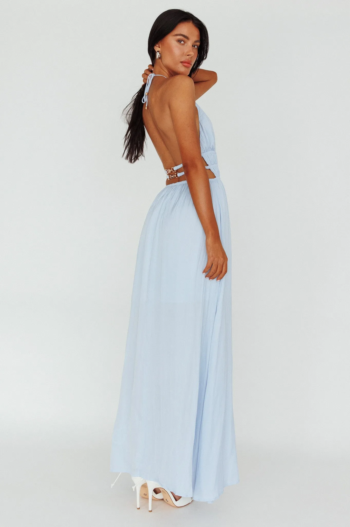 Cyndi Open Back Halterneck Maxi Dress Blue sold by Selfie Leslie product image thumbnail 2
