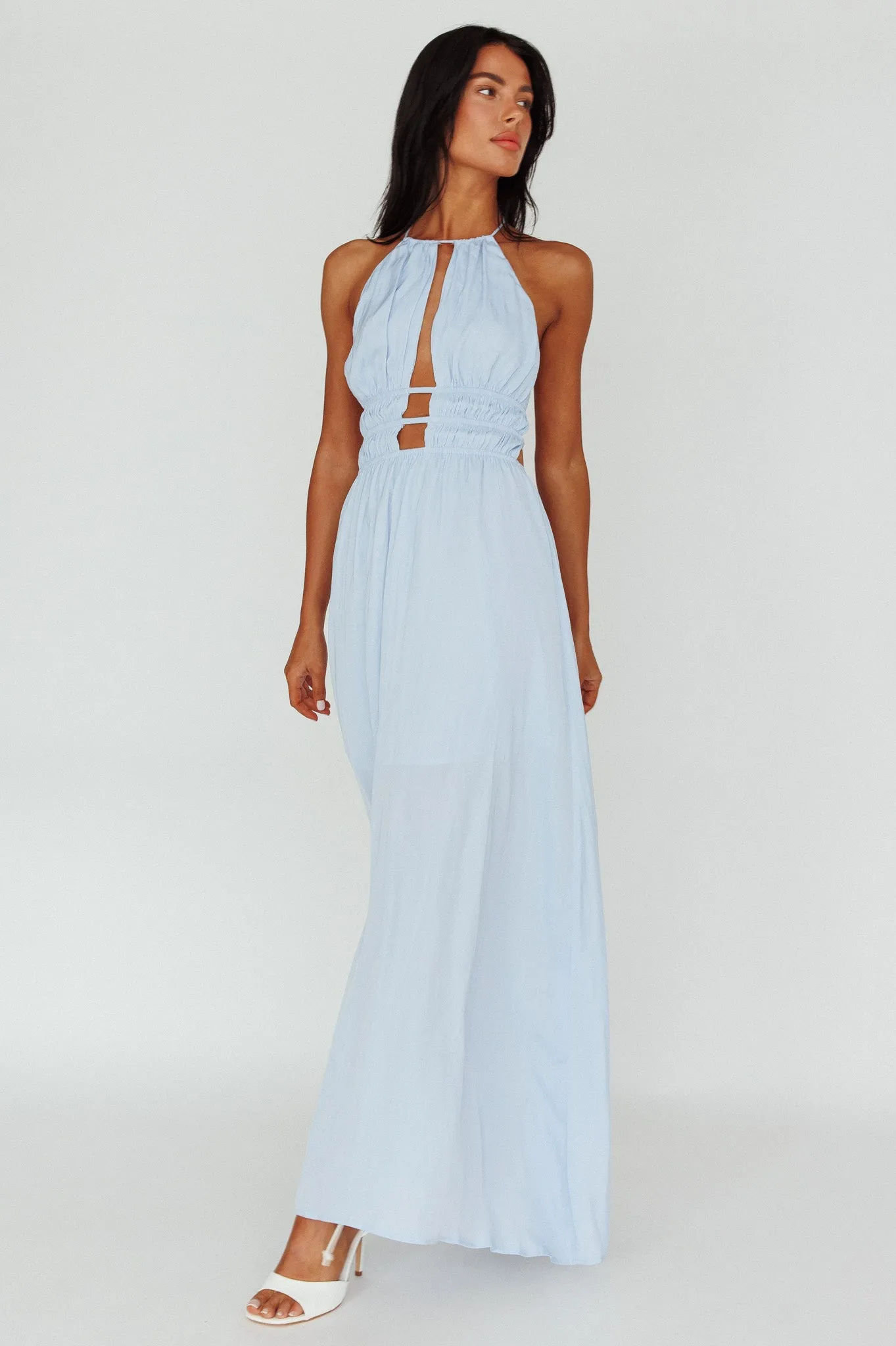 Cyndi Open Back Halterneck Maxi Dress Blue sold by Selfie Leslie product image thumbnail 3