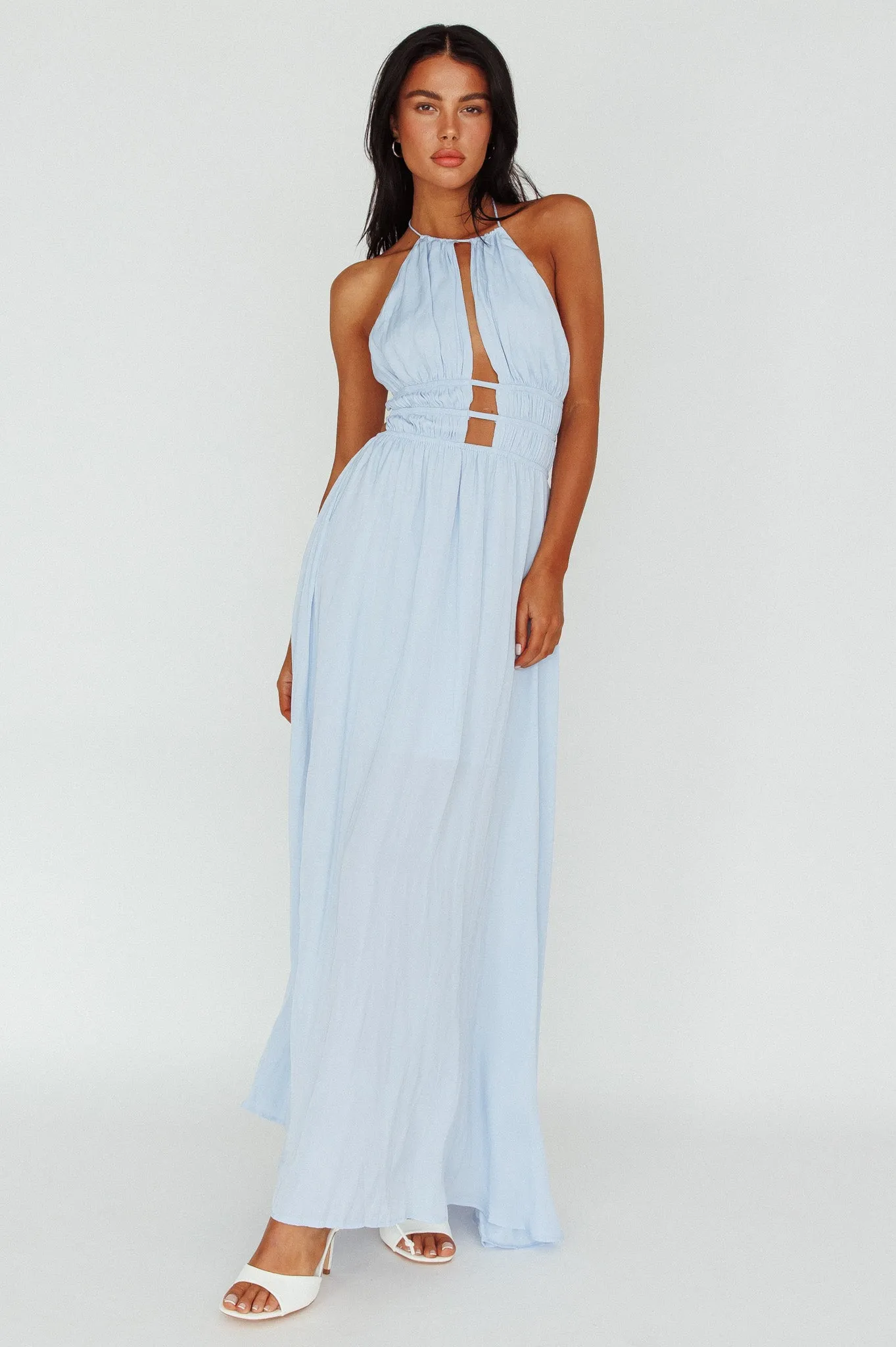 Cyndi Open Back Halterneck Maxi Dress Blue sold by Selfie Leslie product image thumbnail 5