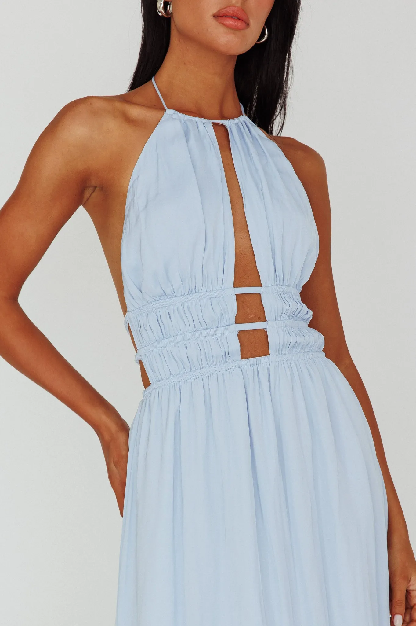 Cyndi Open Back Halterneck Maxi Dress Blue sold by Selfie Leslie product image thumbnail 4