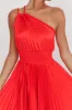 Calissa One Shoulder Pleated Midi Dress Red sold by Selfie Leslie