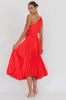 Calissa One Shoulder Pleated Midi Dress Red sold by Selfie Leslie
