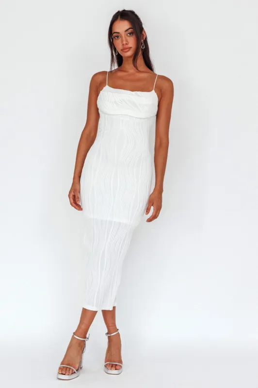 Well Versed Pleated Bust Textured Maxi Dress Off White sold by Selfie Leslie