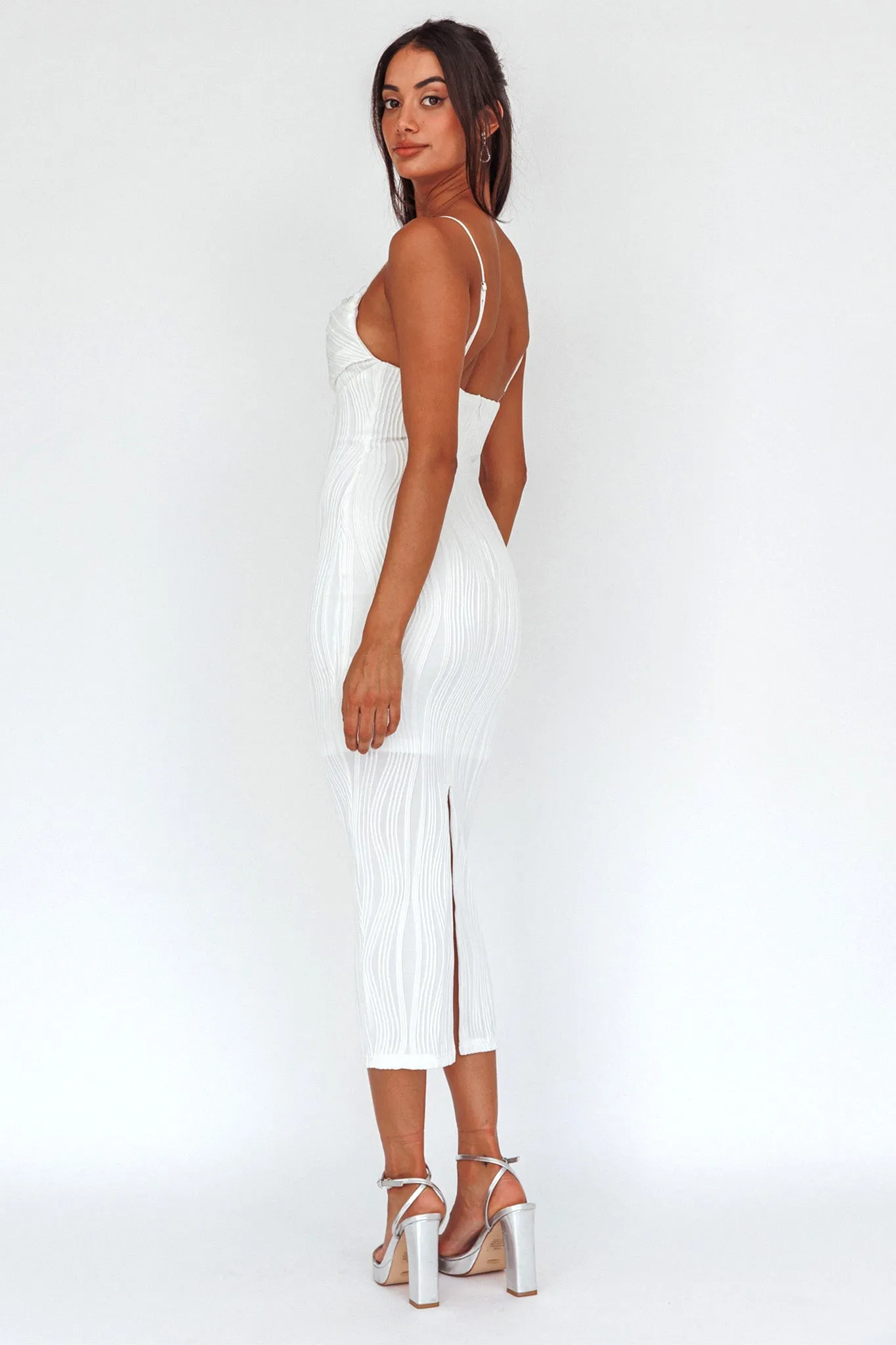 Well Versed Pleated Bust Textured Maxi Dress Off White sold by Selfie Leslie product image thumbnail 2