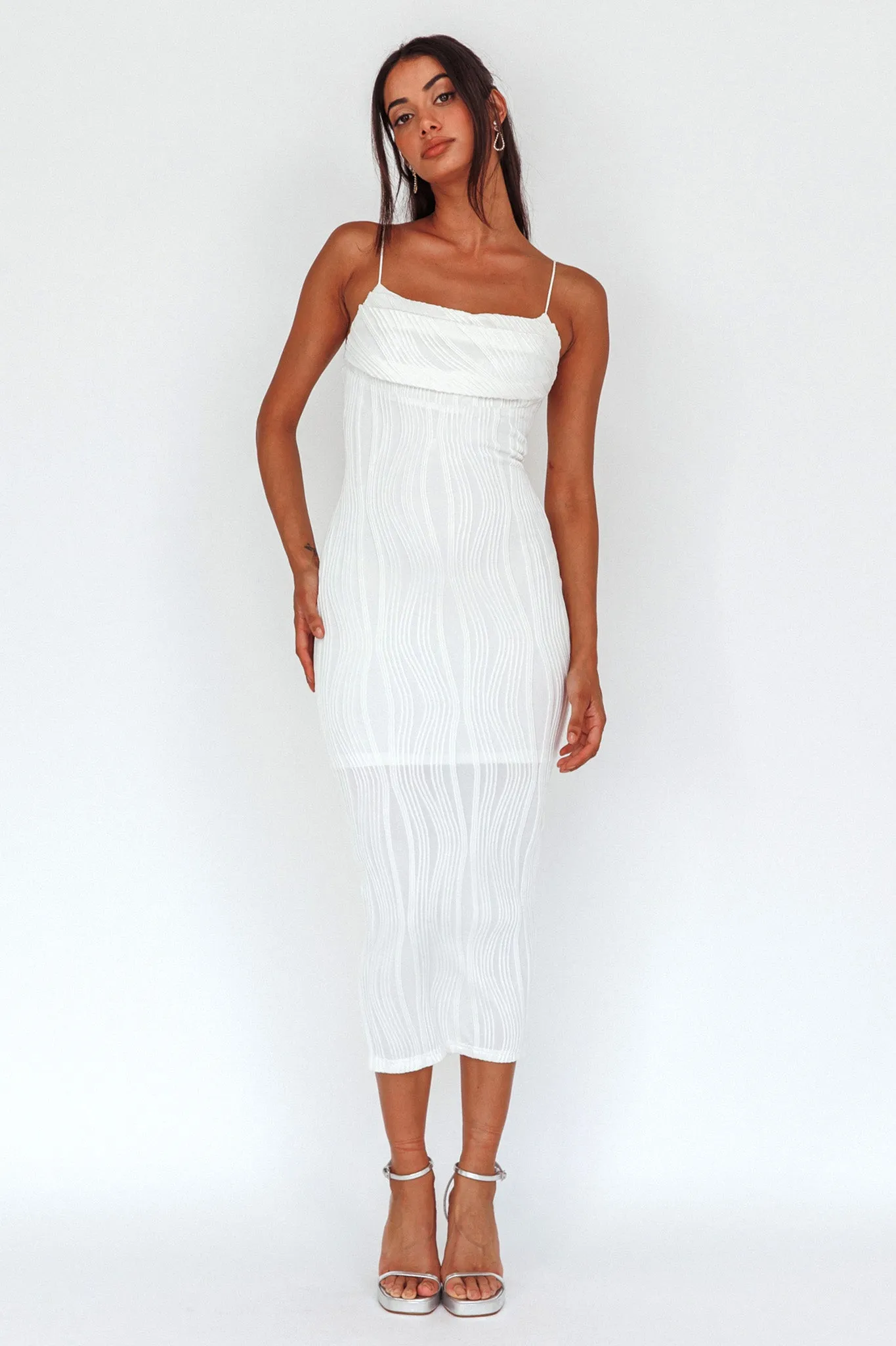 Well Versed Pleated Bust Textured Maxi Dress Off White sold by Selfie Leslie product image thumbnail 3
