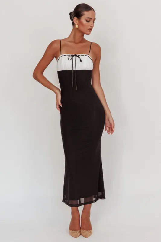 Nerida Bow Bust Mesh Maxi Dress Black sold by Selfie Leslie