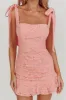 Neriah Tied Shoulder Lace Mini Dress Blush sold by Selfie Leslie