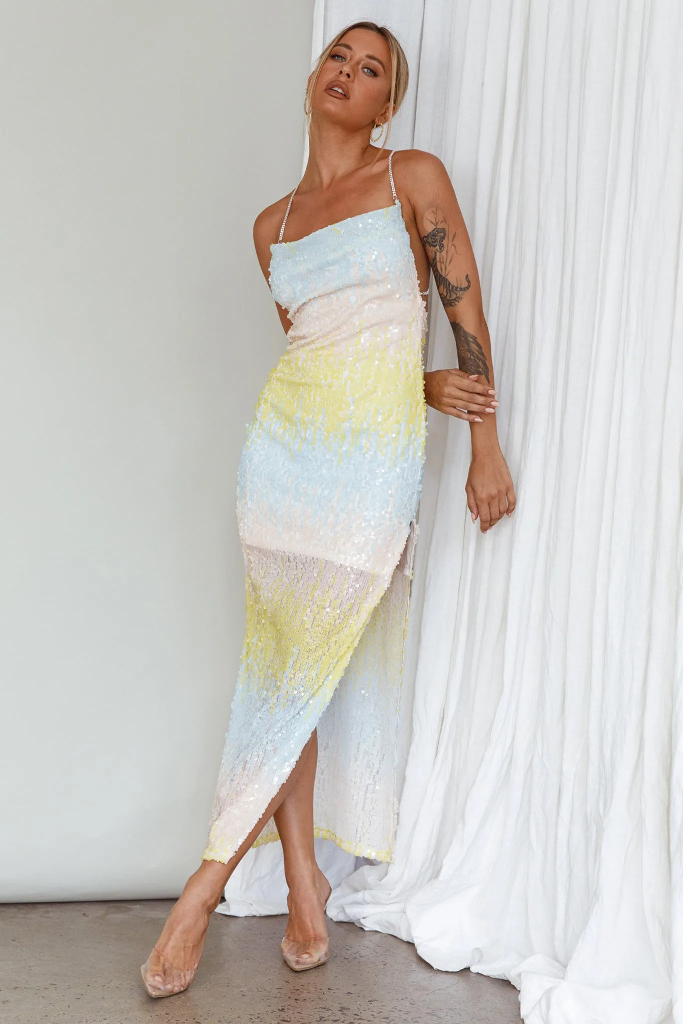 Gleaming Diamante Strap Midi Dress Sequin Lemon sold by Selfie Leslie product image thumbnail 5