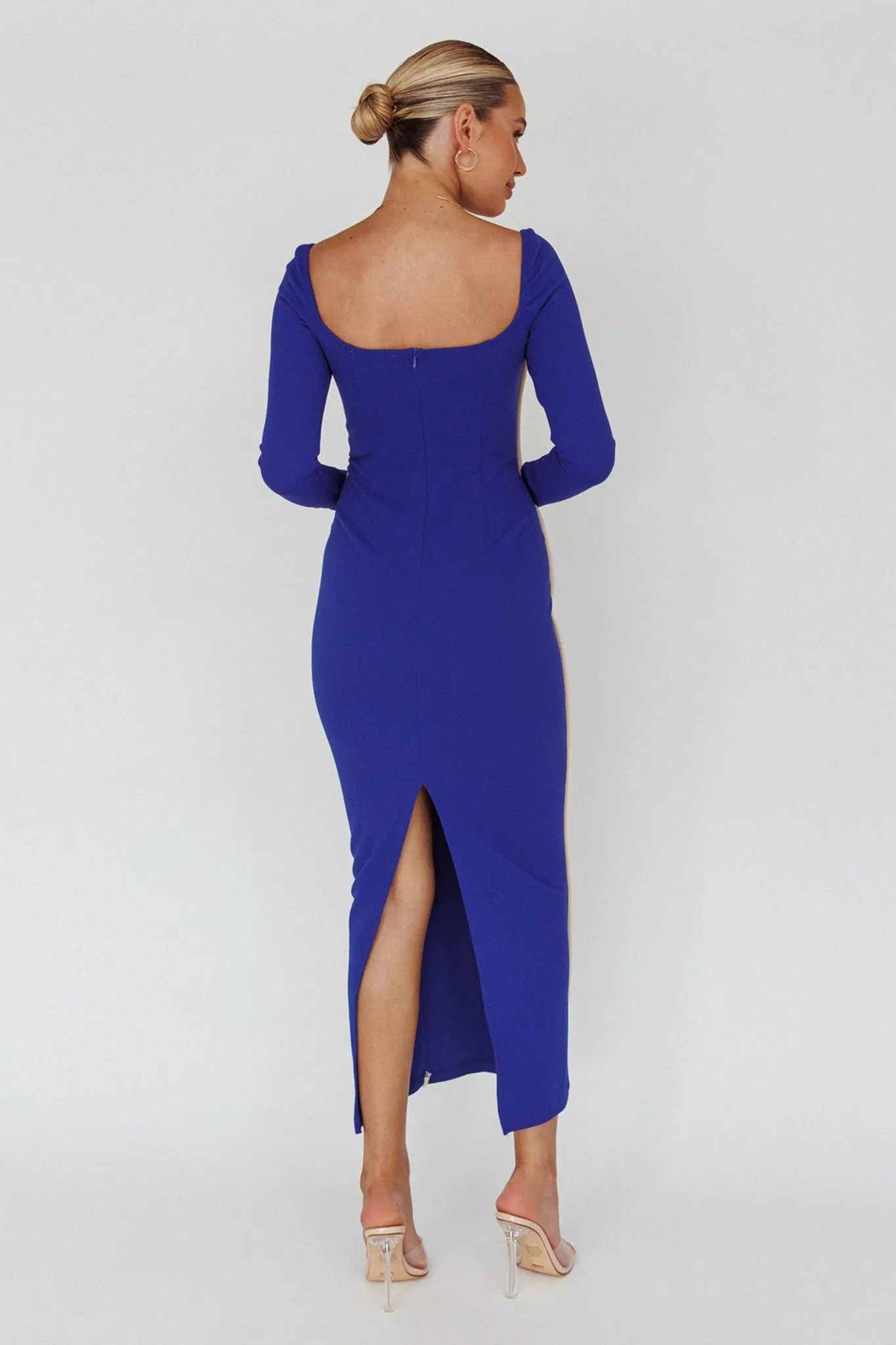 Sunny Coast Long Sleeve Piping Maxi Dress Blue sold by Selfie Leslie product image thumbnail 2