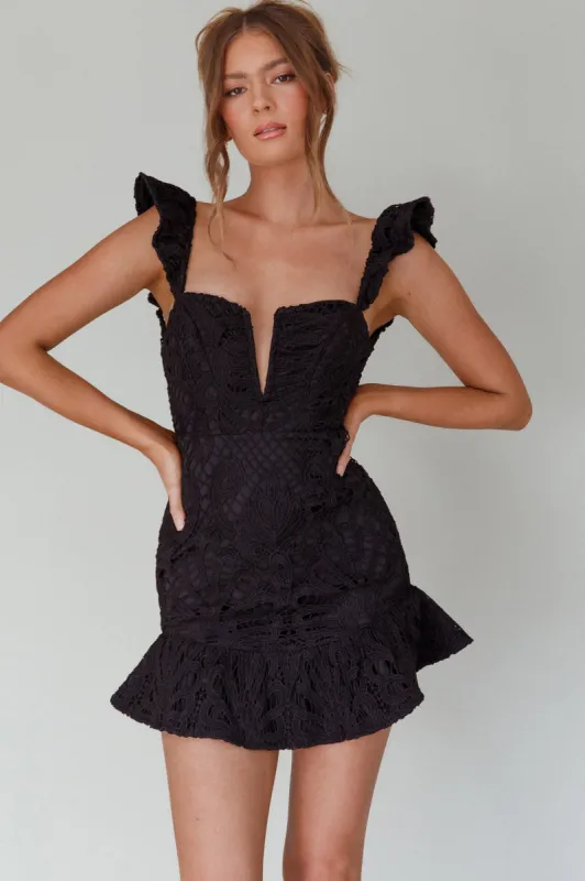Mon Papillon Lace Mini Dress Black sold by Selfie Leslie