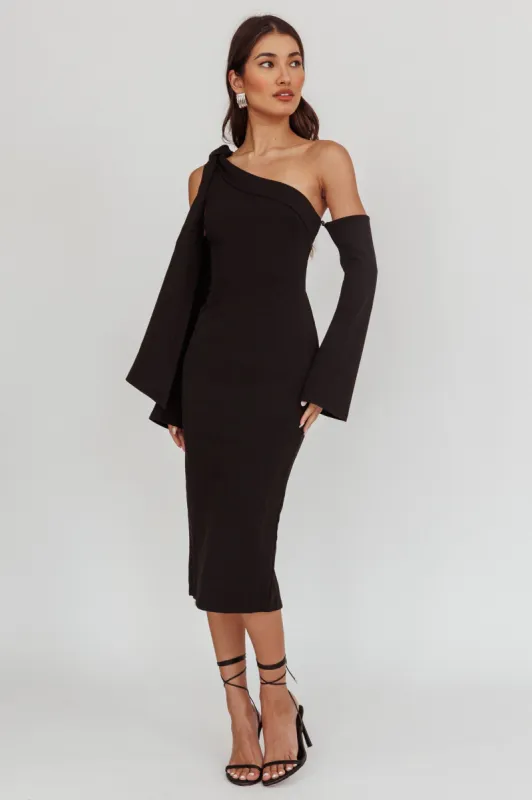 Rigel One-Shoulder Midi Dress Black sold by Selfie Leslie