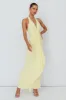 Ray Of Light Ruched Halterneck Maxi Dress Lemon sold by Selfie Leslie