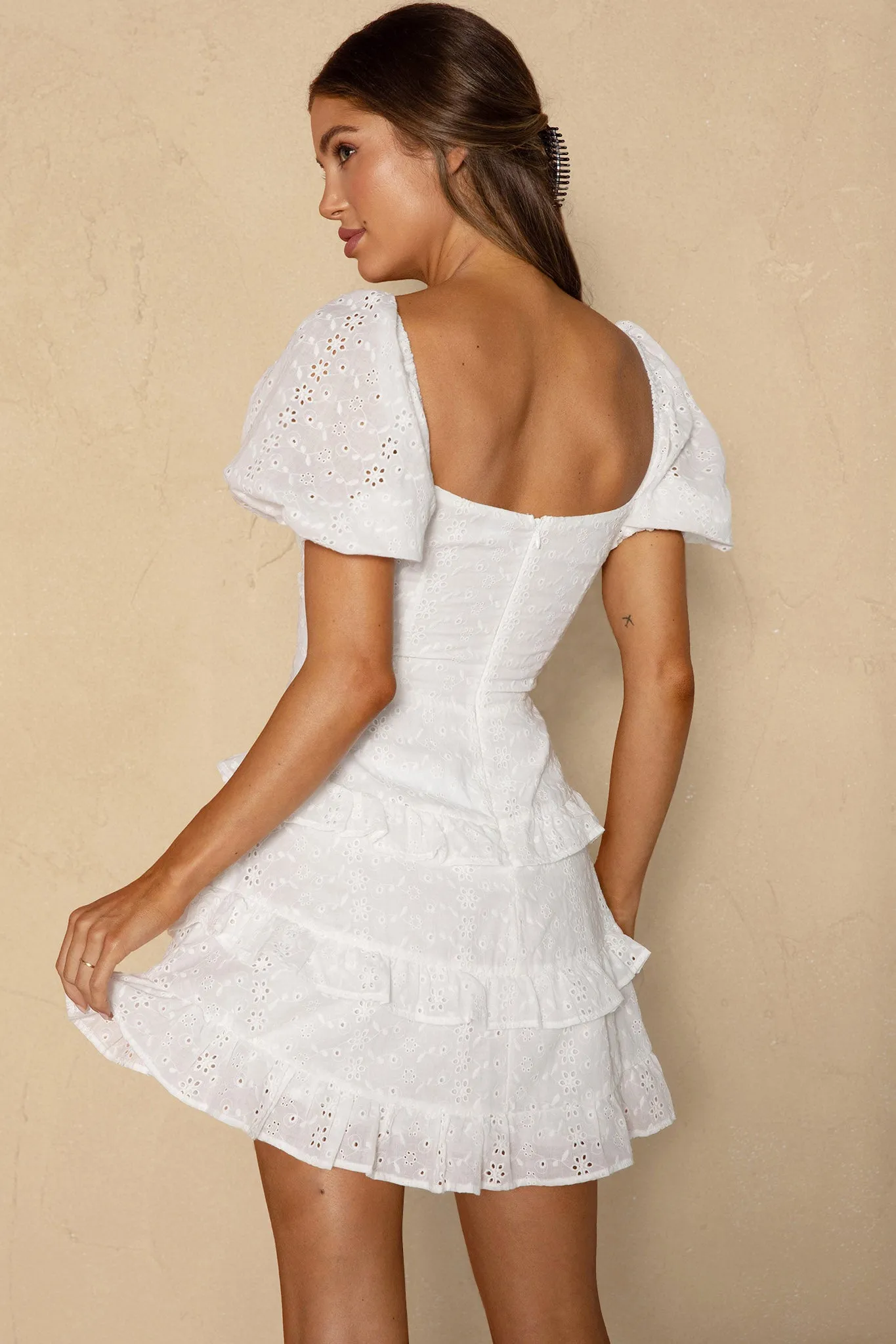 Beach Bliss Lace-Up Bust Eyelet Dress White sold by Selfie Leslie product image thumbnail 2