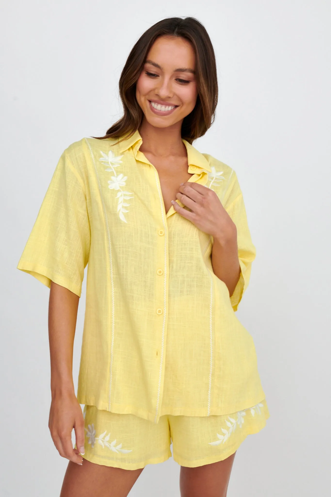 Jeni Embroidered Detail Shirt Yellow sold by Selfie Leslie product image thumbnail 5