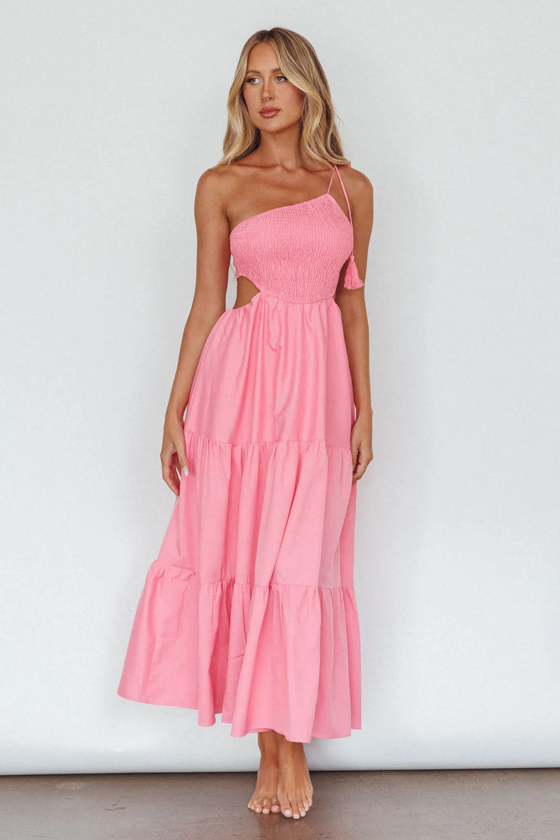 Tamzin Shirred Bodice Midi Dress Soft Pink sold by Selfie Leslie product image thumbnail 5