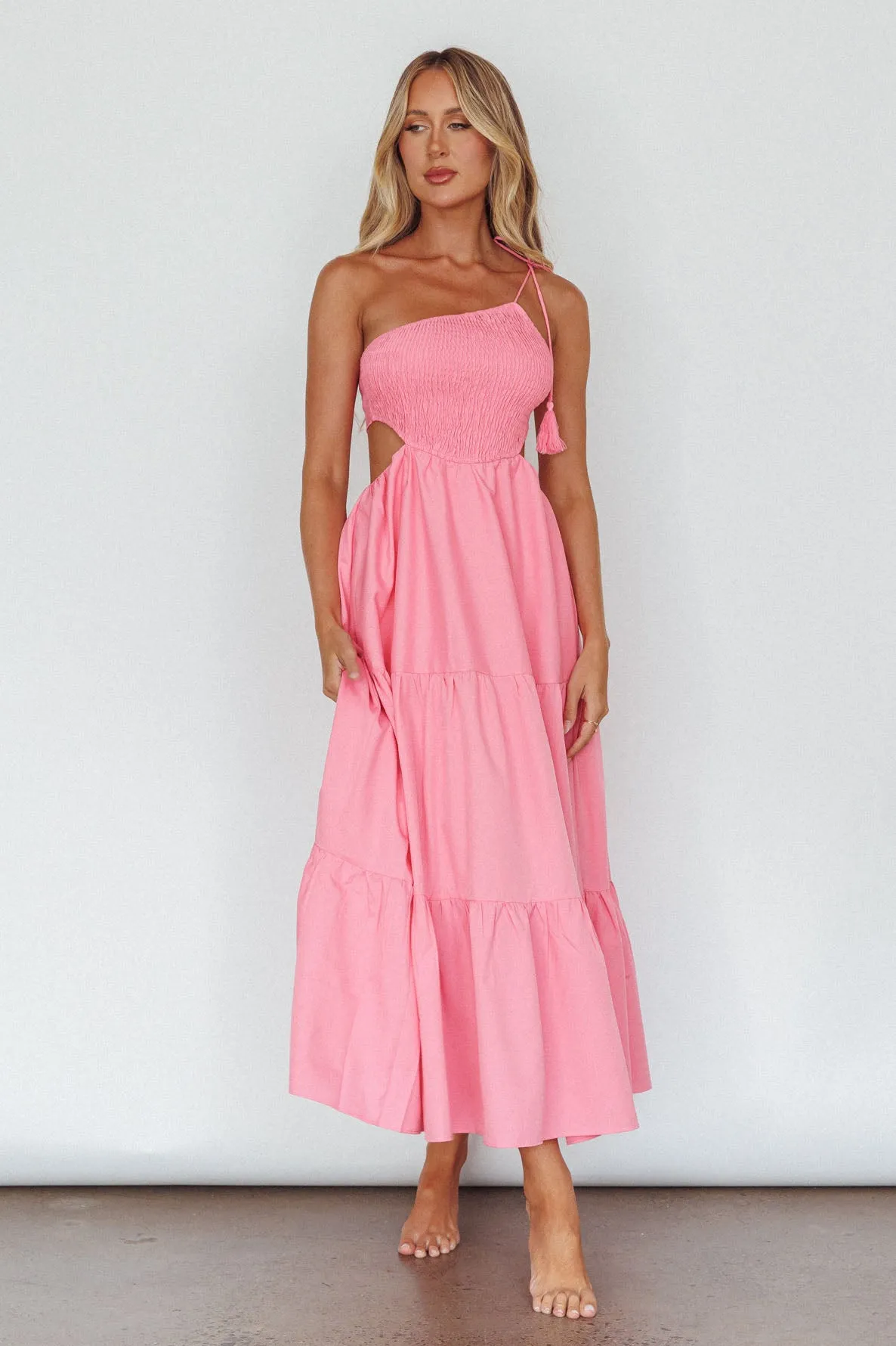 Tamzin Shirred Bodice Midi Dress Soft Pink sold by Selfie Leslie product image thumbnail 3