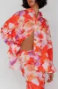 Vacation Long Sleeve Flared Cuff Shirt Orange/Purple sold by Selfie Leslie