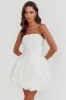 Monti Strapless Bubble Hem Mini Dress Embroidered White sold by Selfie Leslie