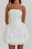 Monti Strapless Bubble Hem Mini Dress Embroidered White sold by Selfie Leslie