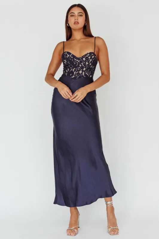 Evening Star Lace Bodice Maxi Dress Navy sold by Selfie Leslie