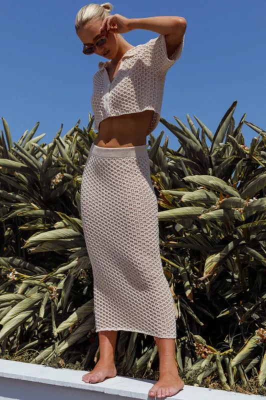 Summer Sunset Crochet Maxi Skirt Oat sold by Selfie Leslie