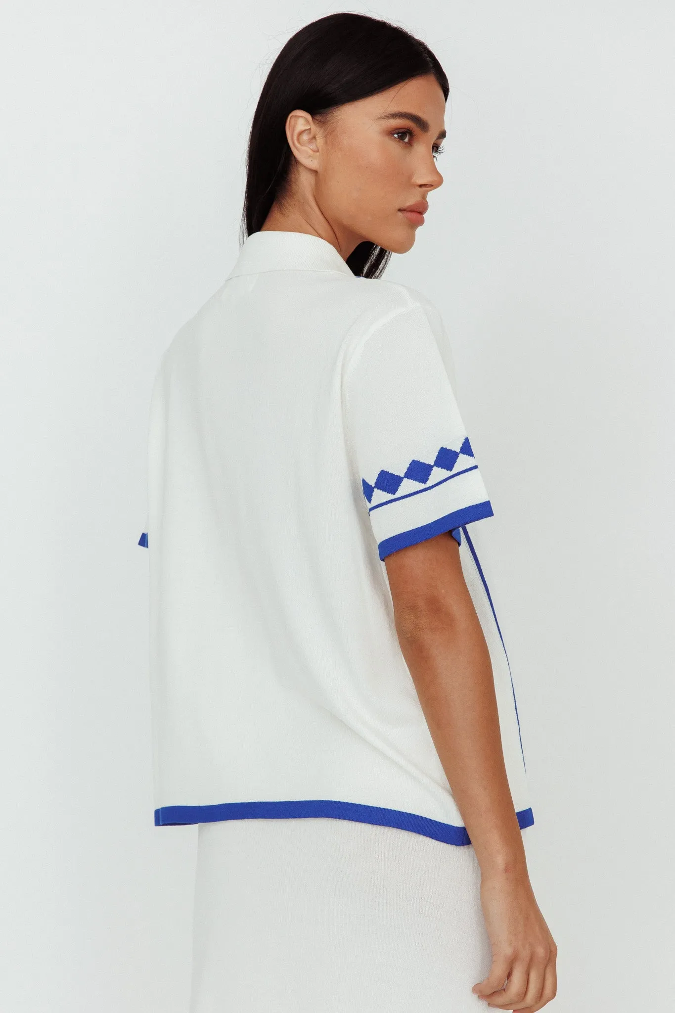 Amalfi Sun Knit Button-Up Shirt White sold by Selfie Leslie product image thumbnail 2