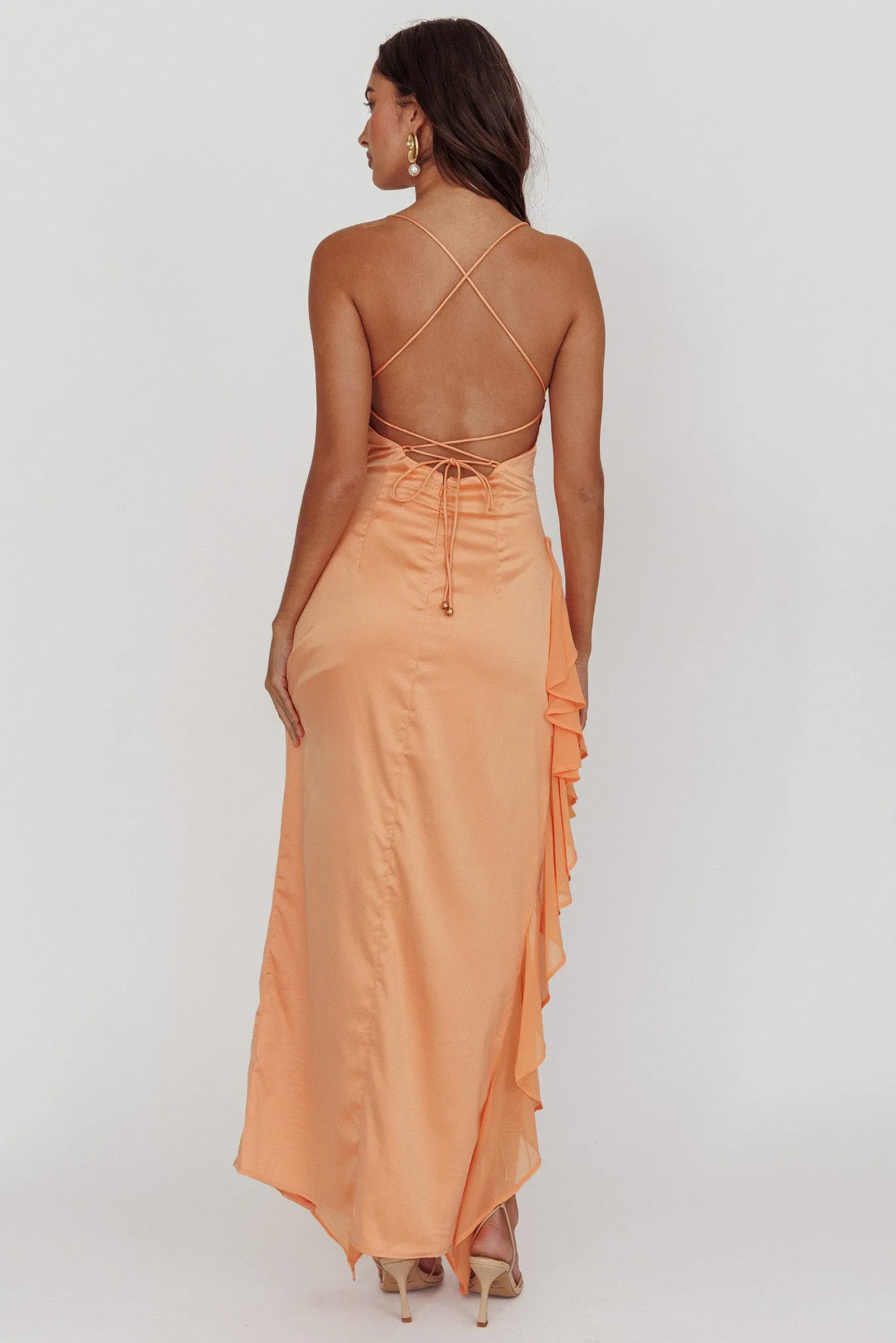 Katarina Satin Ruffle Hem Maxi Dress Mango sold by Selfie Leslie product image thumbnail 2