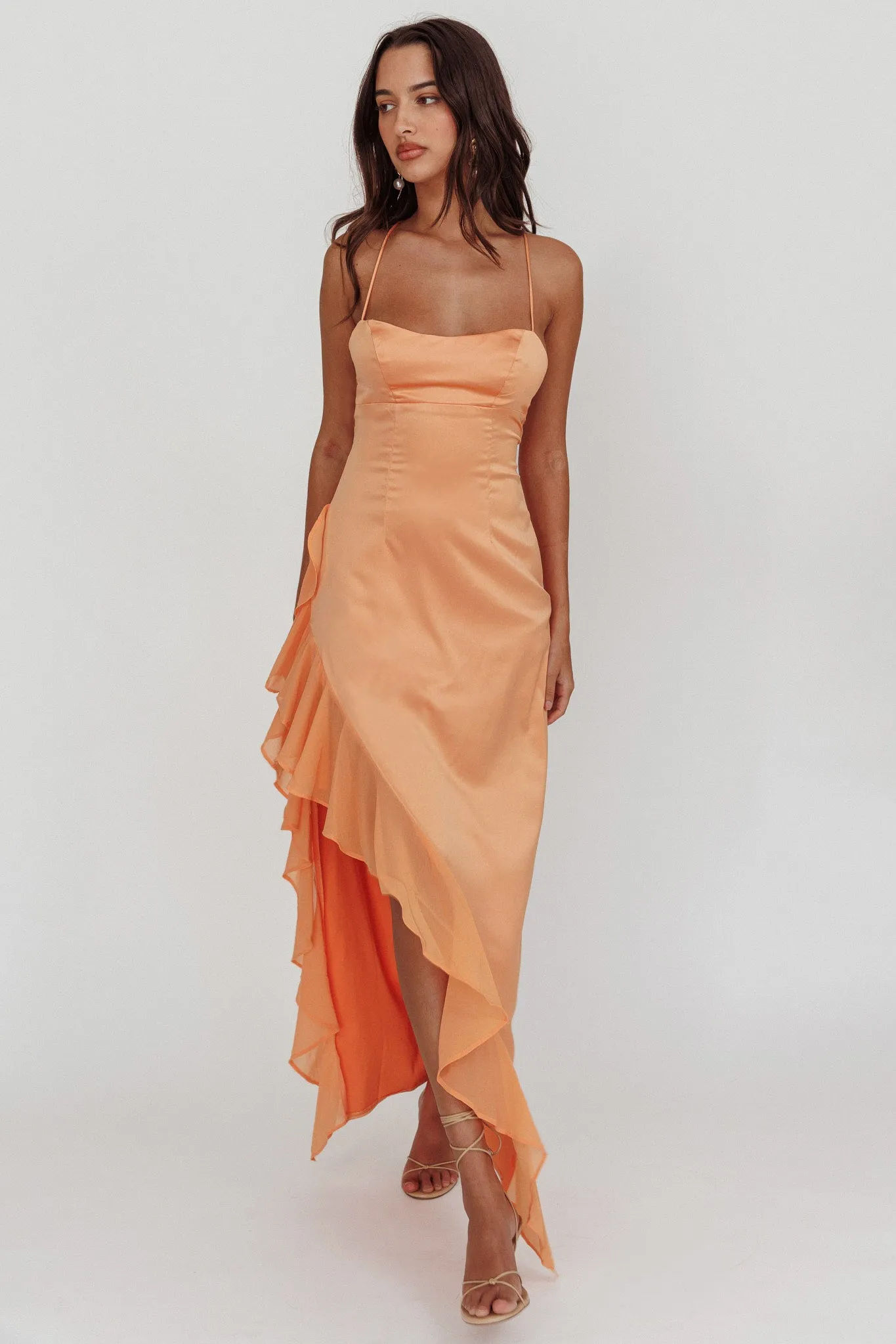 Katarina Satin Ruffle Hem Maxi Dress Mango sold by Selfie Leslie product image thumbnail 4