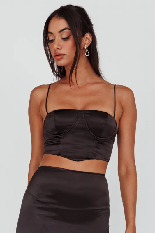 Zeina Satin Crop Top Black made by Selfie Leslie