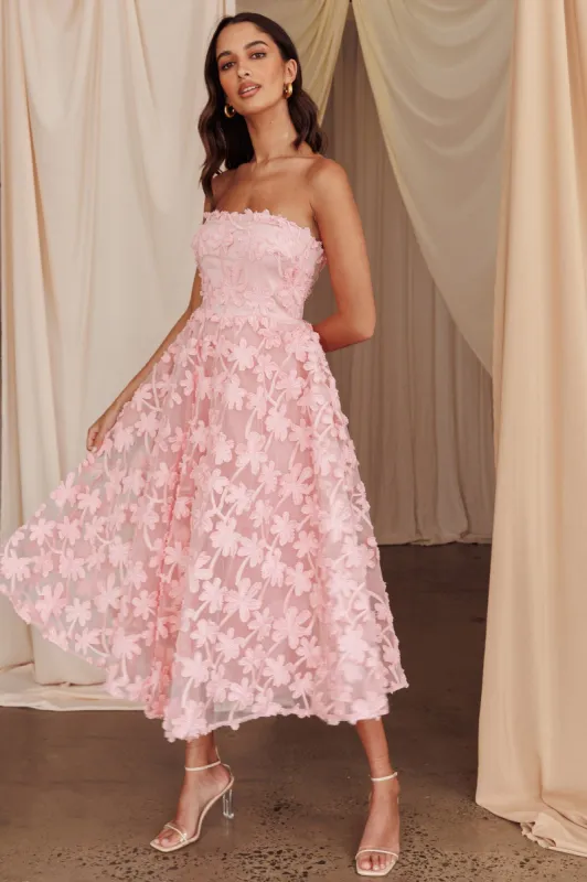 Dori Floral Embellished Midi Dress Blush sold by Selfie Leslie