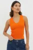 D'Lila V-Neck Ribbed Knit Top Orange sold by Selfie Leslie
