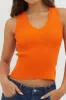 D'Lila V-Neck Ribbed Knit Top Orange sold by Selfie Leslie