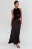 Lorely Ruched Bodice Halterneck Maxi Dress Black sold by Selfie Leslie