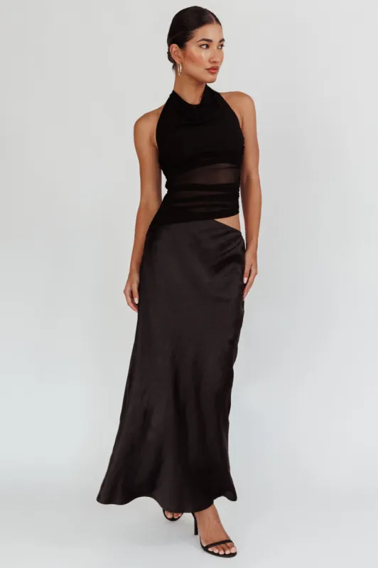 Lorely Ruched Bodice Halterneck Maxi Dress Black sold by Selfie Leslie