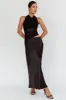 Lorely Ruched Bodice Halterneck Maxi Dress Black sold by Selfie Leslie