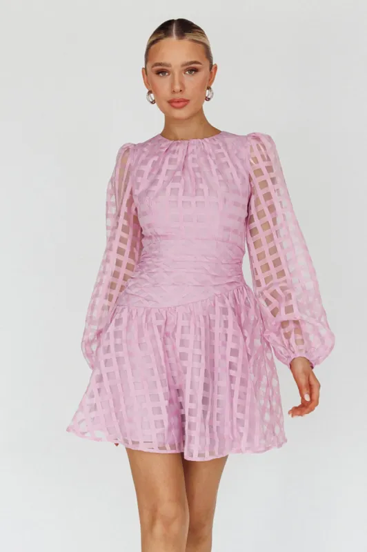 Tatiana Long Sleeve Plaid Mini Dress Lilac sold by Selfie Leslie