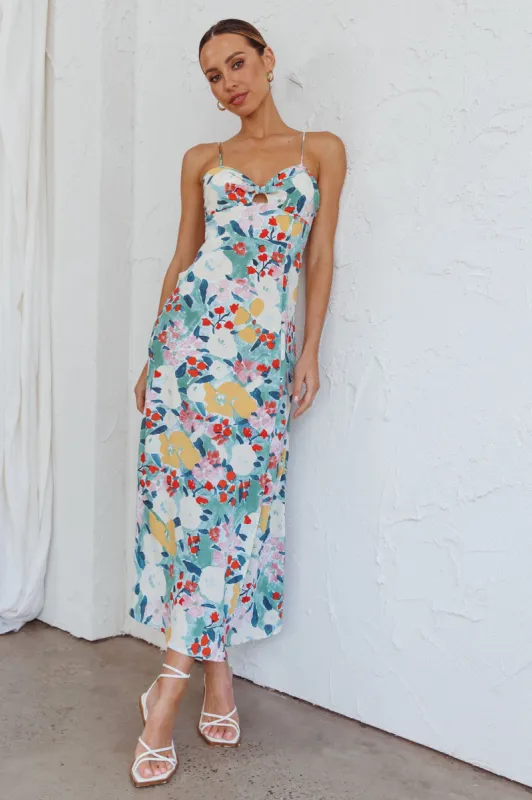 Missoula Cami Strap Padded Bust Midi Dress Flower Print Green sold by Selfie Leslie