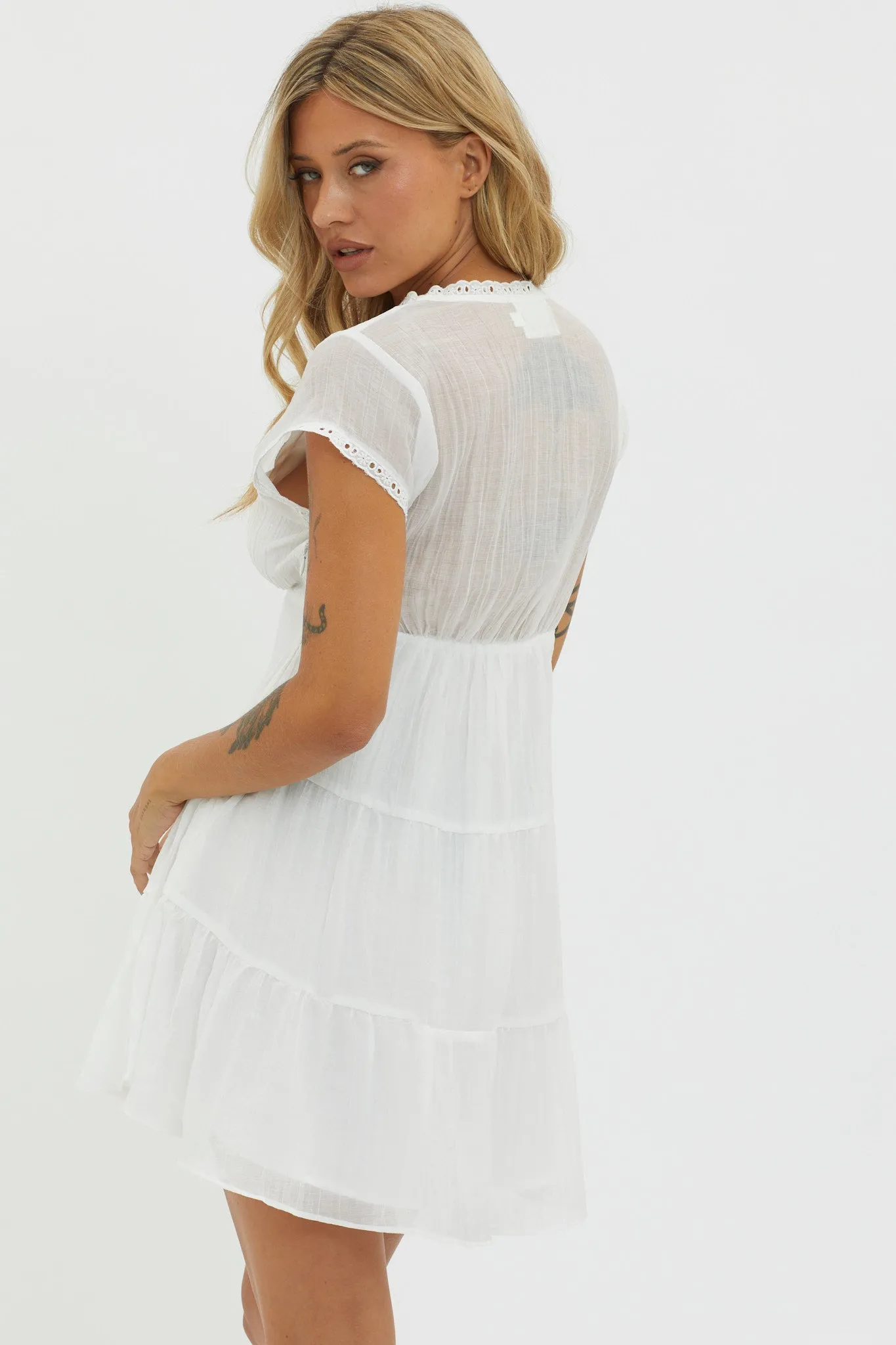 Azura Scalloped Lace Mini Dress White sold by Selfie Leslie product image thumbnail 2